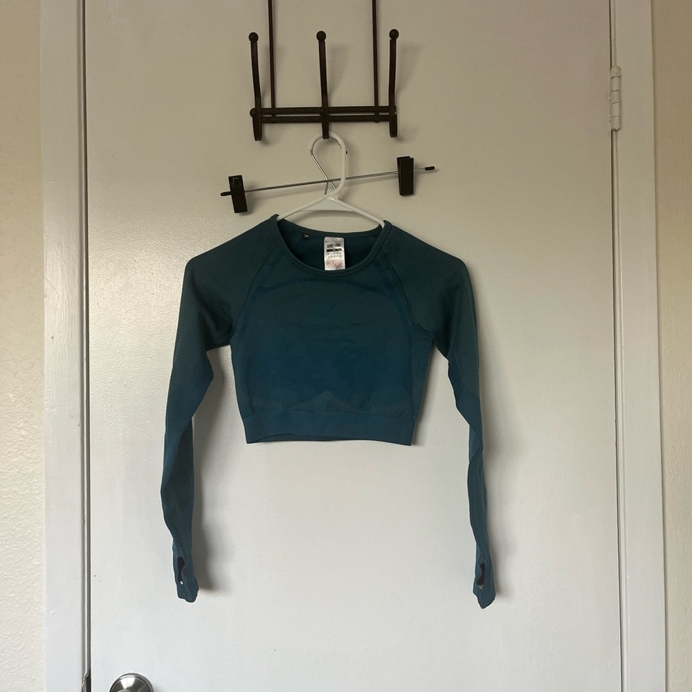 Gymshark Teal Long Sleeve Crop Top